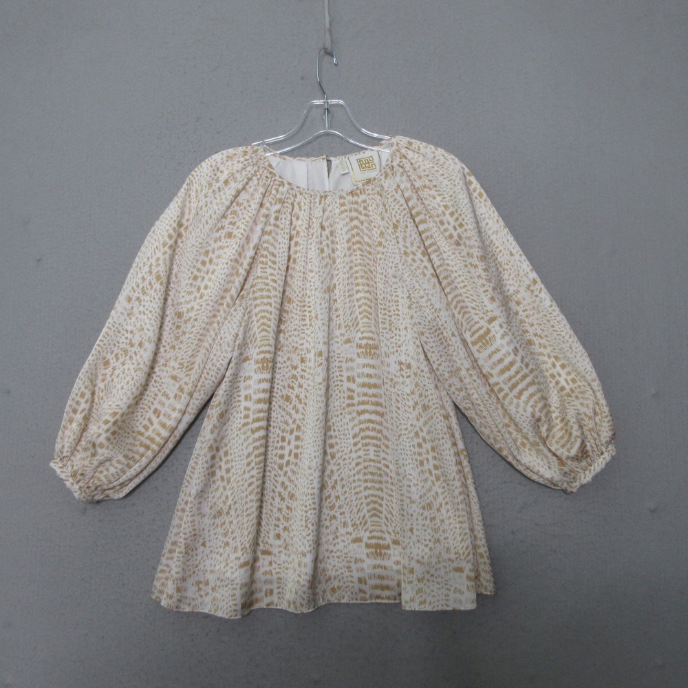 Emily McCarthy Top Dallas Ballon Sleeve Snake Animal Print Neutral Preppy Boho